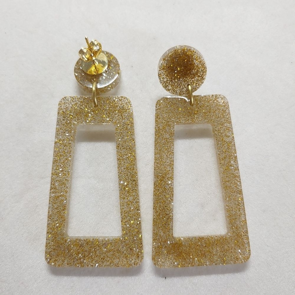 Earrings Gold & Silver Glitter Studs - Picture 3 of 3